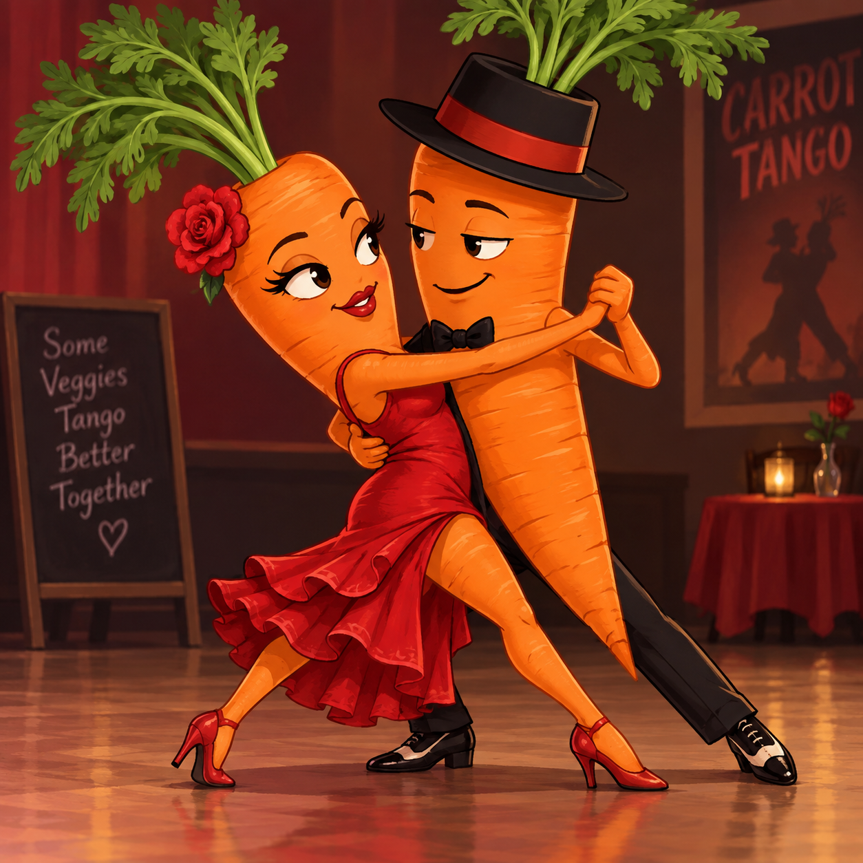 Dos zanahorias bailando tango